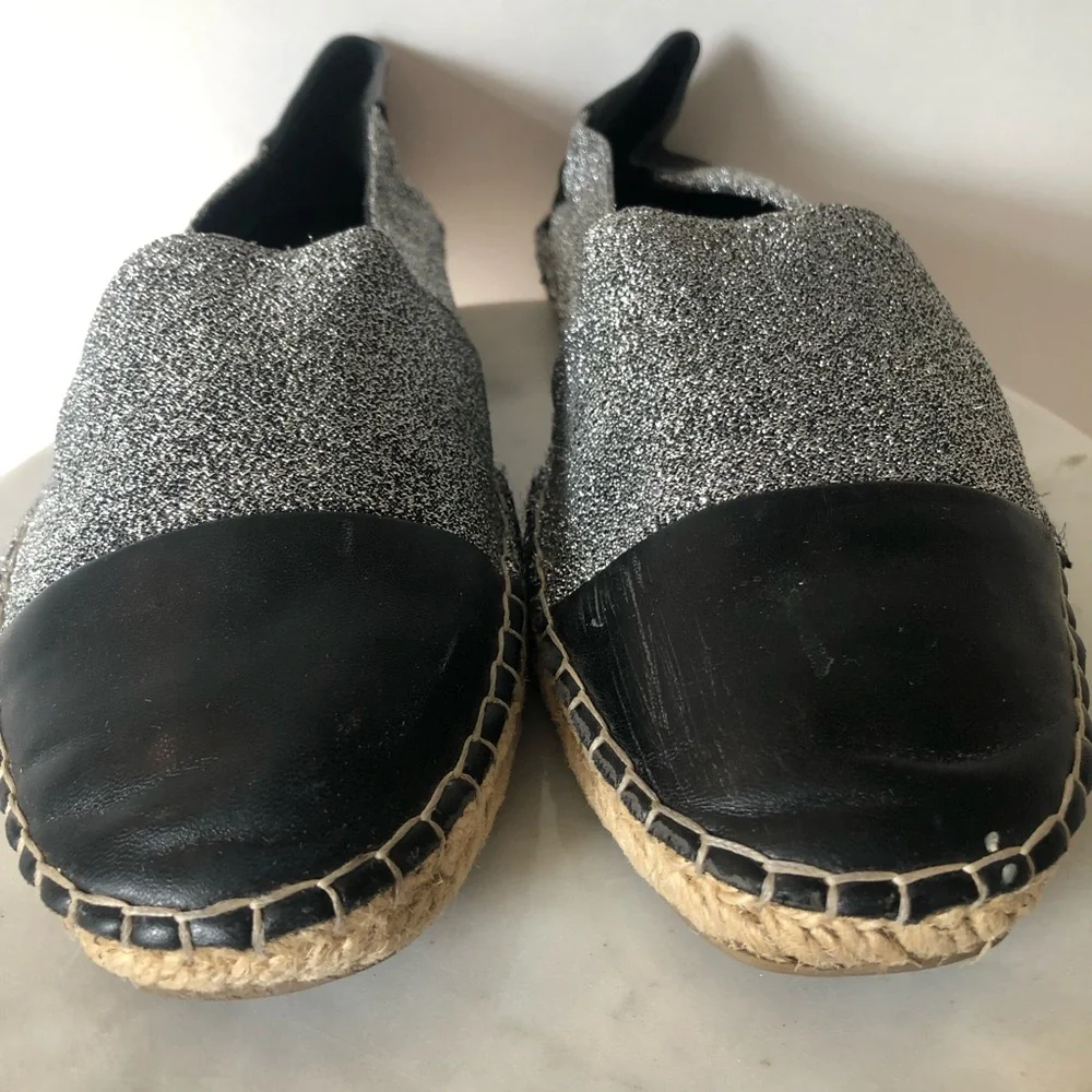 Zara Black and Silver Slip-On Espadrilles